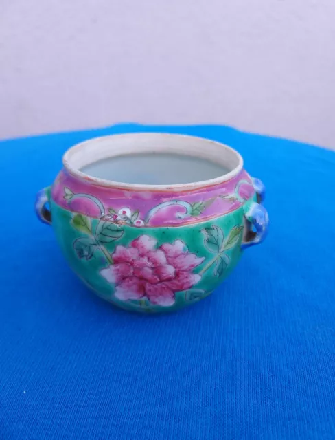 Rare Antique Small Porcelain Famille Rose Chinese Pot Signed