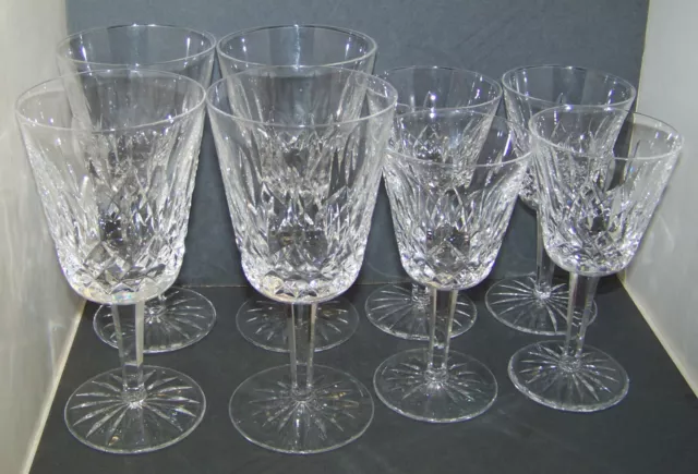Waterford Crystal Ireland LISMORE 4 Water Goblets 4 Claret Wine Glasses Pristine