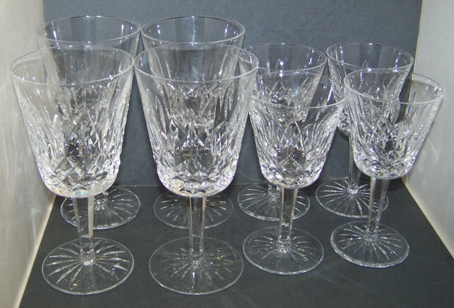 Waterford Crystal Ireland LISMORE 4 Water Goblets 4 Claret Wine Glasses Pristine Waterford Crystal Ireland LISMORE 4 Water Goblets 4 Claret Wine Glasses Pristine