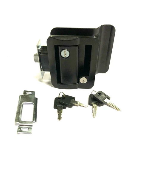 Black RV Paddle Entry Door Lock Latch Handle  Deadbolt NEW Camper Cargo Trailer