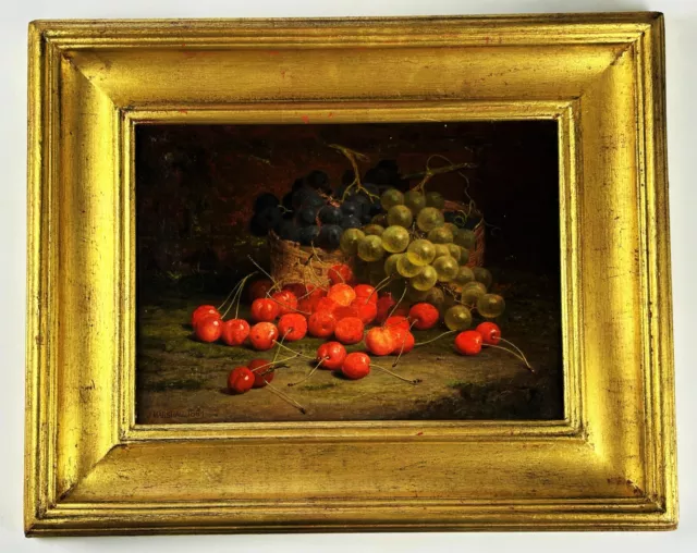 John Marshall (fl 1840 - 1896) - Antique Cherries Still Life Oil Painting- Rare