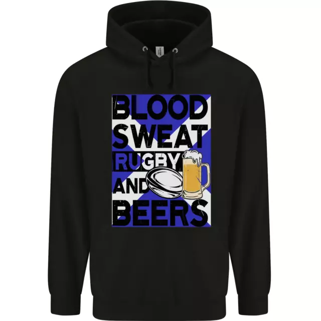 Blood Sweat Rugby and Beers Scotland Funny Mens 80% Cotton Hoodie