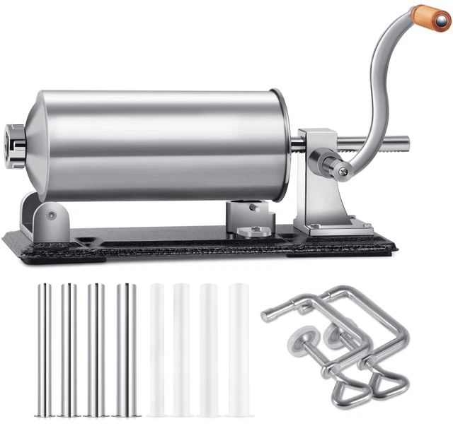 Meat Sausage Stuffer 6LBS/3L Horizontal Kitchen Stainless Steel Stuffing Maker