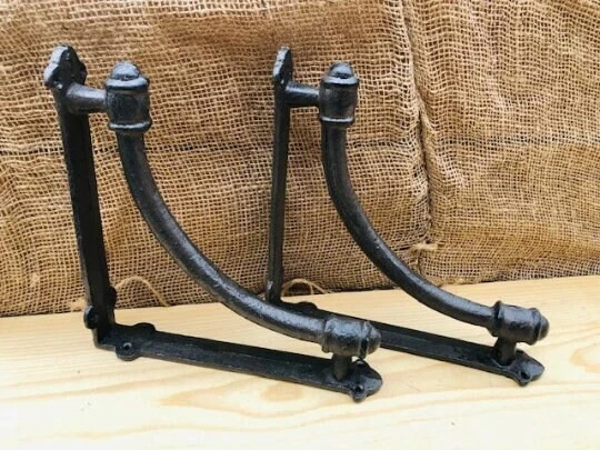 2 LARGE Shelf Brackets Corbels Wall Cast Iron Rustic HUGE 9 5/8" X 9 5/8" Farm