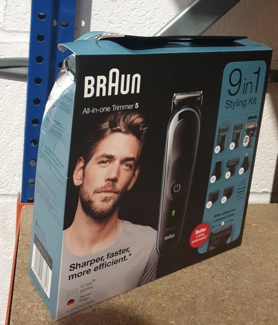 Braun 9-in-1 All-In-One Series 5, Male Grooming Kit MGK5280, Black/Blue Razor