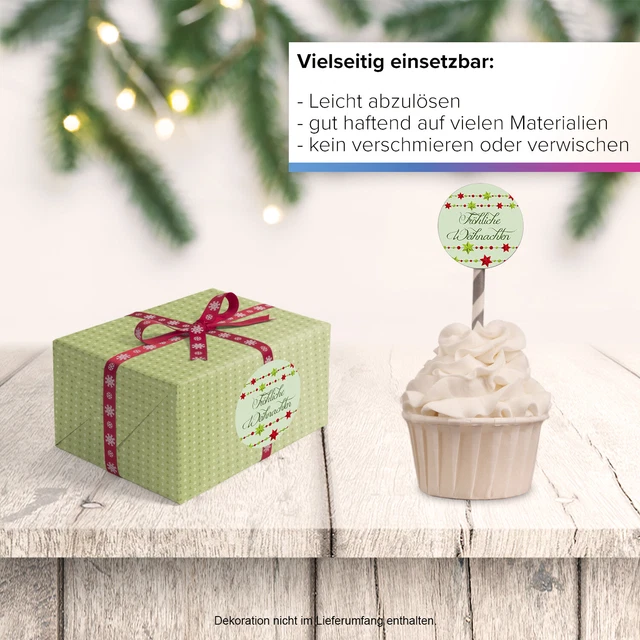 48 Weihnachtsaufkleber Geschenk Aufkleber Etiketten Weihnachten Xmas grün 3 6