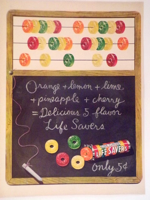 (2) Diff... (1950's) LIFESAVER  Magazine Ads...Voting and Abascus