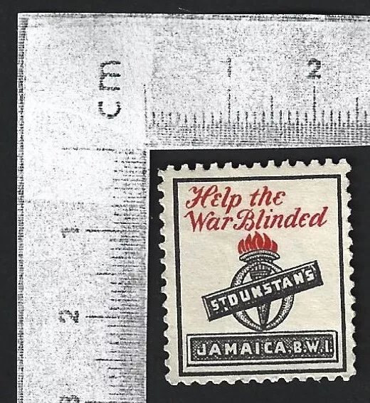 (AOP) Jamaica WW1 patriotic poster stamp St Dunstan's Help War Blinded