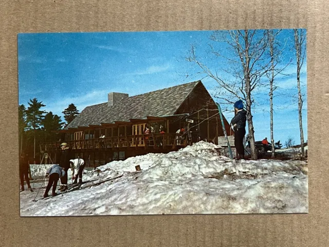 Postcard Vermont VT Hogback Mountain Ski Area Alpenglo Restaurant Skiers Vintage