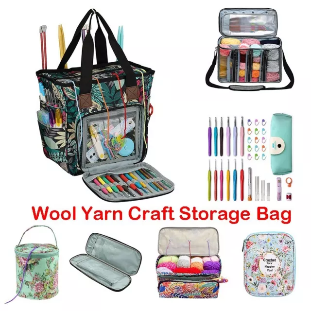 Knitting Bag Wool Yarn Craft Storage Bag Crochet Hook Needles Organiser Holder