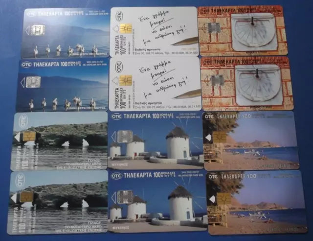 GREECE LOT 12 DIFFERENT PHONECARDS FROM 1997 INCLUDING CODES (6 x2dif.codes) !!!