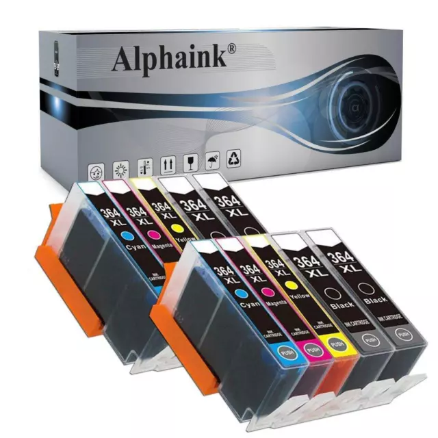 10 CARTUCCE 364XL NO CHIP PER HP PHOTOSMART SENZA CHIP B109a,d,n B110a,c B209a,b