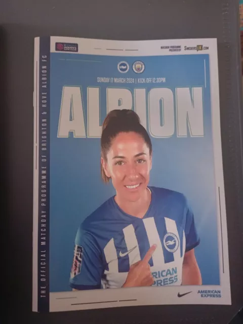 Brighton & Hove Albion FC Women v Man City FC Women Programme  Season 2023-2024