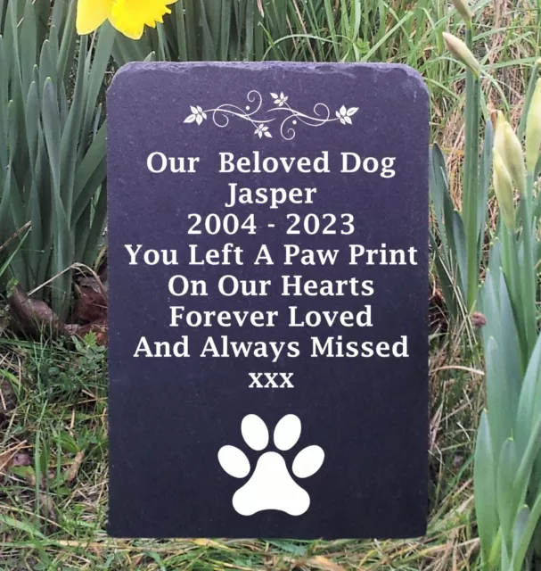 Natural Slate Pet Dog Memorial Grave Marker Headstone  17cm x 13cm FS6