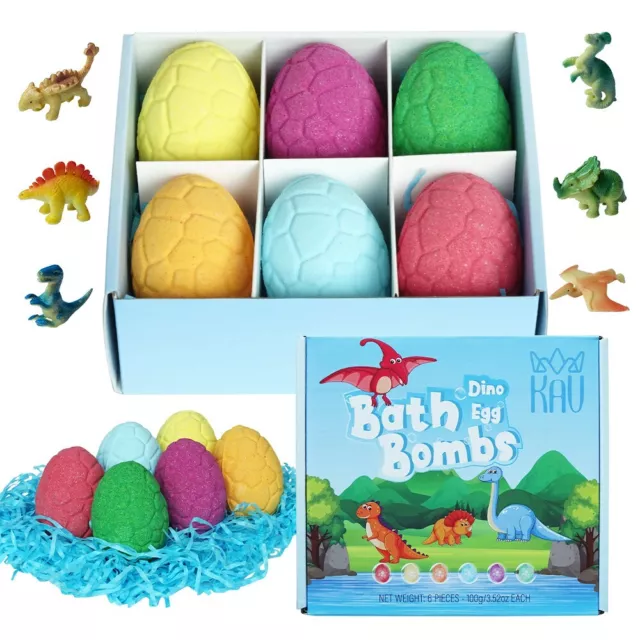 KAV Dino Bath Bombs for Kids with Surprise Inside- Dino Set of 6 Pcs Bathbombs