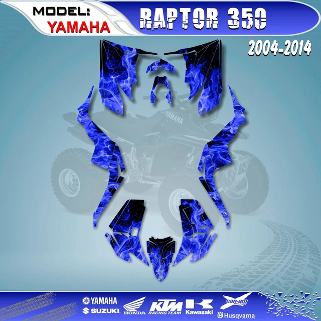 Graphics Kits Decals Stickers Flame Blue  Fit YAMAHA RAPTOR 350 2004-2014