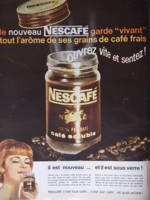 Publicité Presse 1962 Nescafé Tout L'arôme De Ses Grains De Café - Advertising