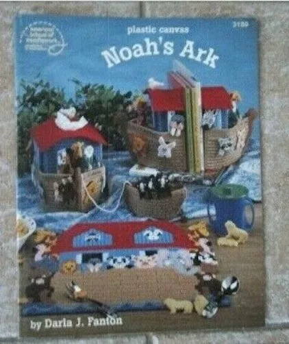 Noah's Ark Plastic Canvas Book Needlework Lions Giraffe Elephant Rabbit-L9-U