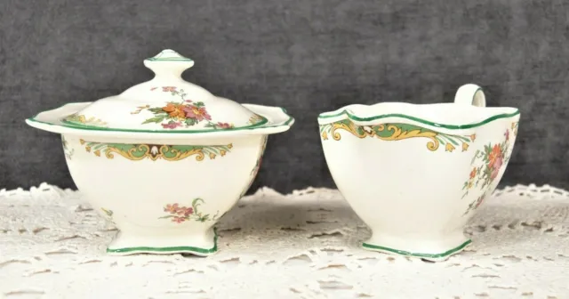 ROYAL WINTON GRIMWADES BEDFORD COVERED SUGAR AND CREAMER  Antique (1930's) 2