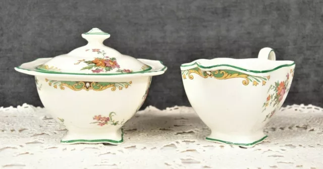 ROYAL WINTON GRIMWADES BEDFORD COVERED SUGAR AND CREAMER  Antique (1930's) 2