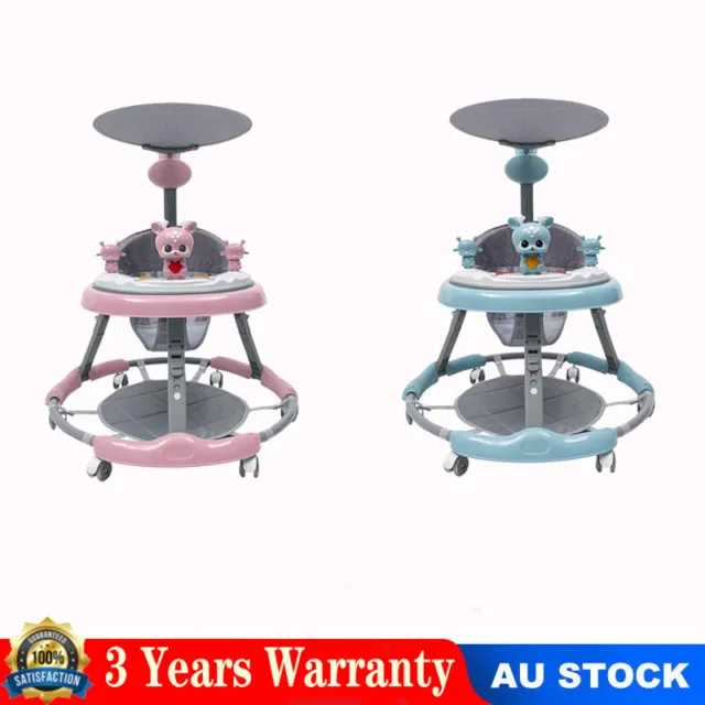 Baby Walker Folding Toddler Blue/ Pink Adjustable Padded Kids Toy Sit to Stand