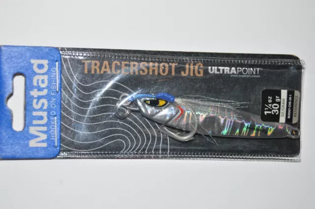 mustad tracershot jig ultra point hook jigging casting 1.25oz chrome