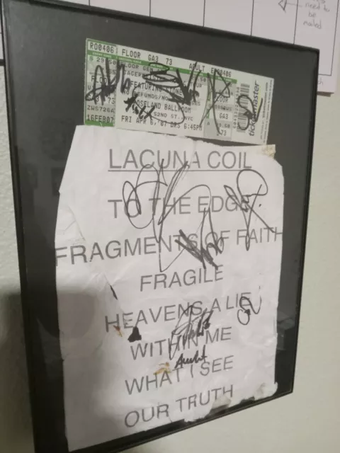 Lacuna Coil Signed Ticket & Setlist  2007 Jagermeister Tour