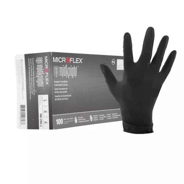 Microflex MK-296L MidKnight Black Nitrile Gloves - Large