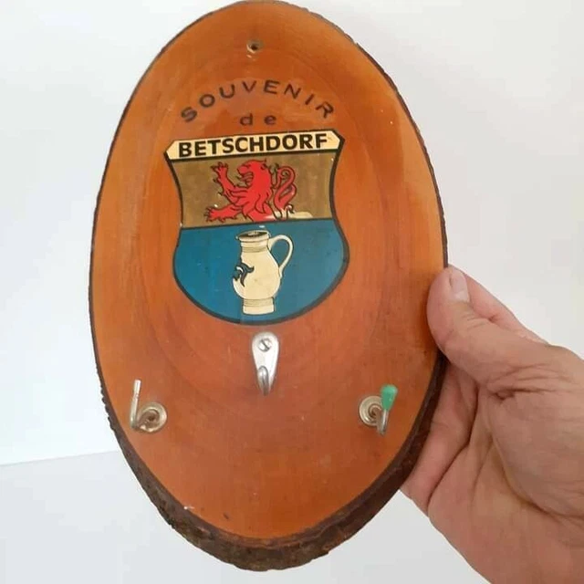 Vintage Tree Trunk Old Wooden Key Holder Three Hooks Souvenir De Betschdorf Nice