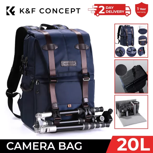 K&F Concept Camera Laptop Backpack Bag travel Case Waterproof with Rain Cover