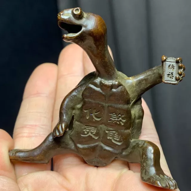 Chinese bronze handmade lovely tortoise Figure statue netsuke collectable Gift