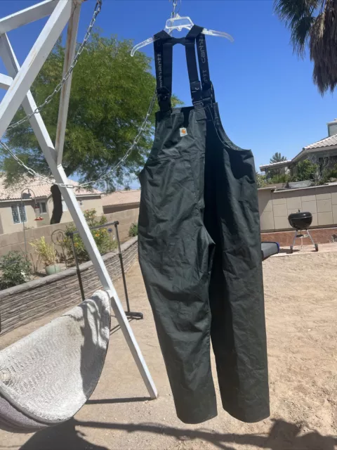 Carhartt PVC Rain Bib Overalls Mens Green Waterproof R39 GRN Fishing Large Carhartt PVC Rain Bib Overalls Mens Green Waterproof R39 GRN Fishing Large