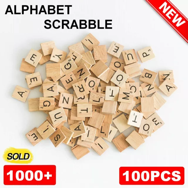 100pcs Wooden Alphabet Scrabble Tile Number Scrapbooking Handcraft Letter Set AU
