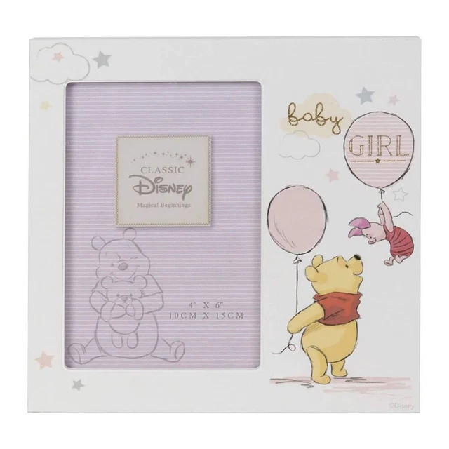 DISNEY MAGICAL BEGINNINGS Winnie the Pooh Baby Girl Photo Frame 4" x