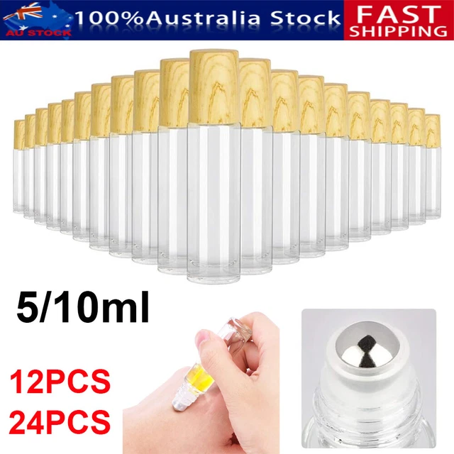 12/24pcs 5ml 10ml Glass Roller Bottles Roll On Bottle Essential Oil Container AU