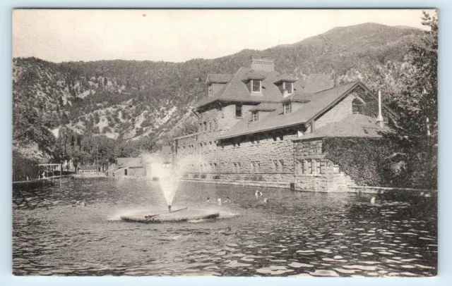 GLENWOOD SPRINGS, CO Colorado ~ POOL & Stone BATH HOUSE c1910s  Postcard