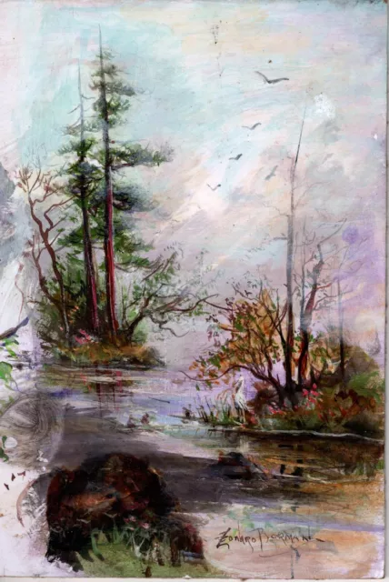 Leonard Borman 5"x8" Painting Mt. Stream signed