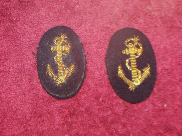 2  Orig. Ww Ii U.s. Navy Gold Bullion Line Officer Patches  Unissued