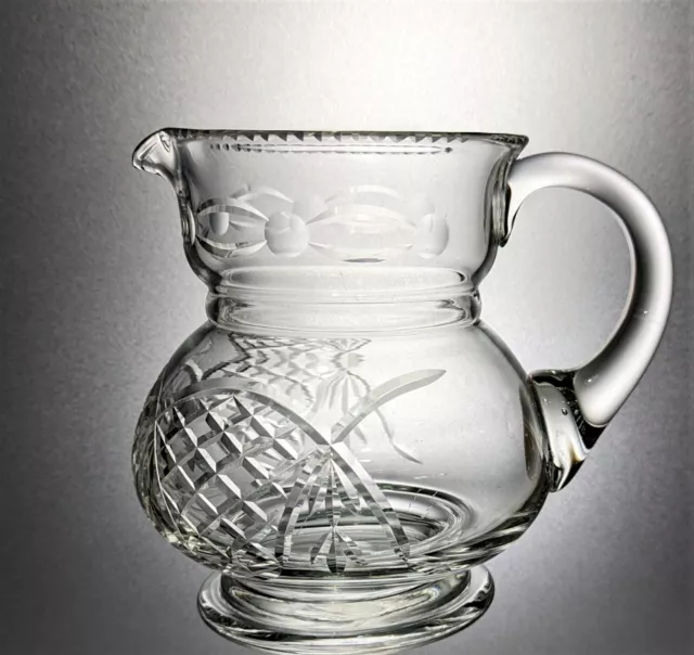 Hand Blown Crystal Cut Glass Pot Bellied Pimms  Lemonade Pitcher, Jug or Vase