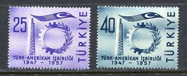 30894) TURKEY 1957 MNH** Turkish-American collab. 2v.
