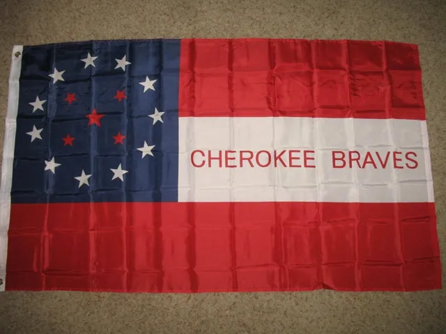 Cherokee Braves Flag 3x5 ft Indian Cavalry Civil War Historic Red White Blue