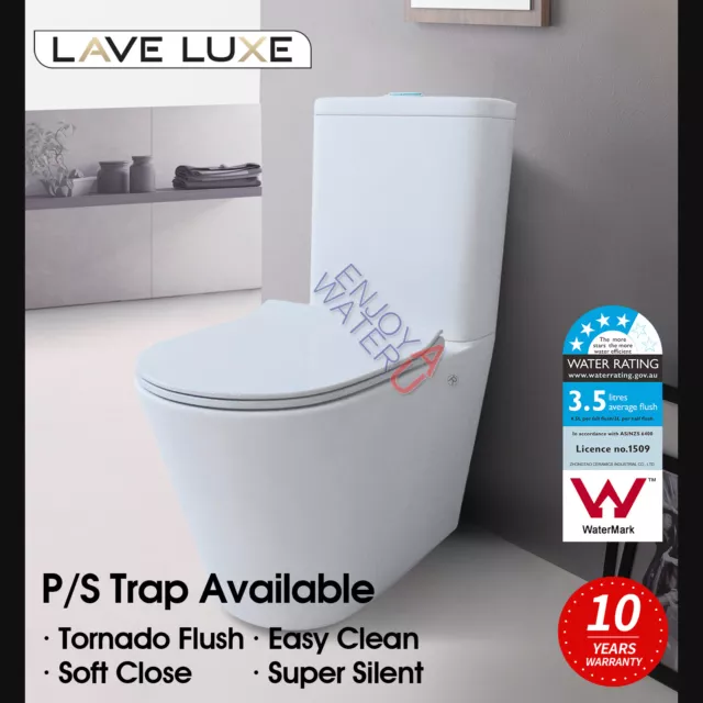 Ceramic Back to Wall Tornado Dual Flush Toilet Suite Soft Close Seat P S Trap