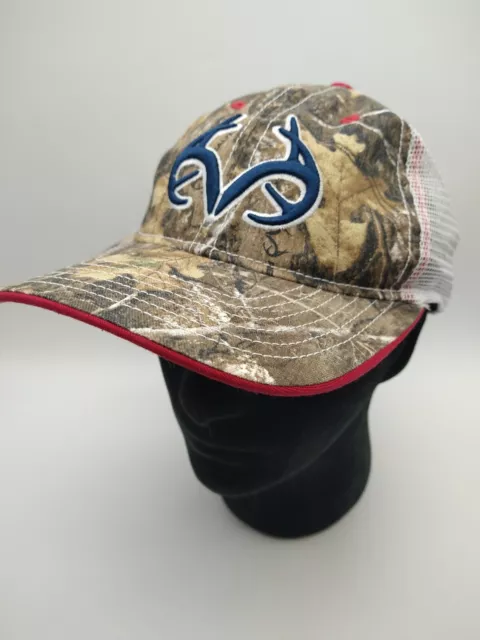 REALTREE Hat Cap Adjustable Snapback Trucker Mesh Blue Stitched Logo Blue Camo