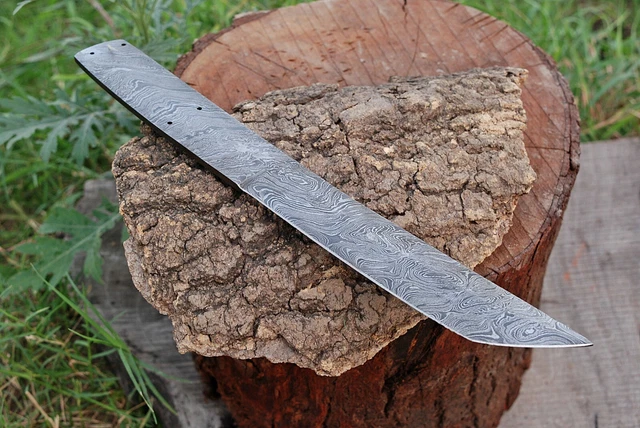Hand Forged Damascus Steel Tanto  Hunting Blank Blade Knife Full Tang Ah-..1324