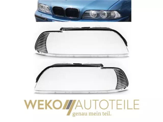 Scheinwerferglas Set Satz Streuscheibe rechts links für BMW 5er E39 Facelift