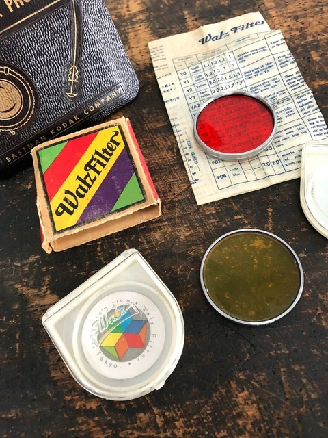 Vintage WALZ Camera FILTER LOT Yellow, Red, UV Y.3 R3 CANON + Bonus KODAK Guide