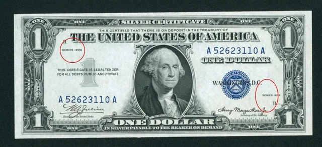 Fr.#1607 $1 1935 ((CHOICE AU)) ((DOUBLE DATED)) Silver Certificate ** CURRENCY