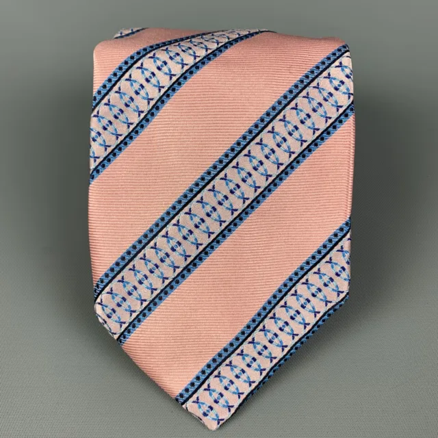 PAUL SMITH Rosa Azul Rayas Corbata de Seda