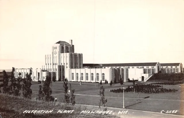 UPick Postcard Filtration Plant Milwaukee Wisconsin RPPC Unposted c1950