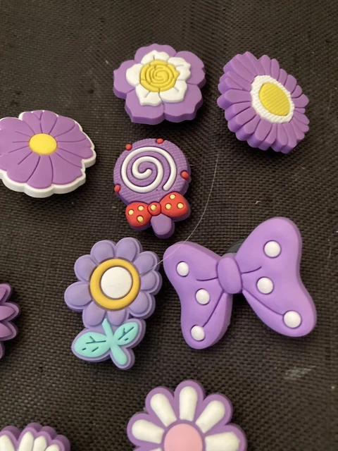 Croc Shoe Charm Purple Flowers bows Candy